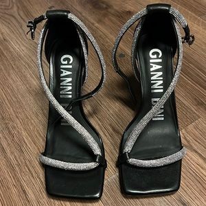 Black & rhinestone heels